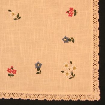 Tablecloths half-linen emb. with lace (sq. 90x90cm) / 80-1578