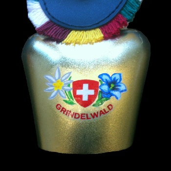 Glocke mit Aufkleber 'Grindelwald' (4x10cm) / 93-0100-02