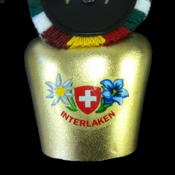 Glocke mit Aufkleber 'Interlaken' (6x15cm) / 93-0100-03