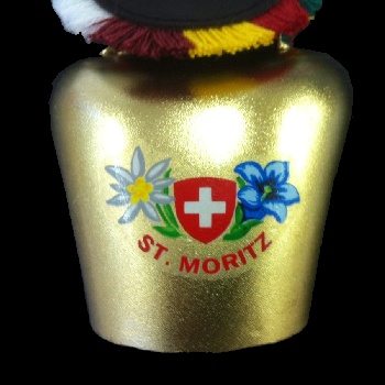 Glocke mit Aufkleber 'St. Moritz' (3x8cm) / 93-0100-05