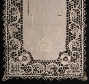 Deckeli Leinen bestickt mit Spitze (ov. 35x50cm) / 80-0608